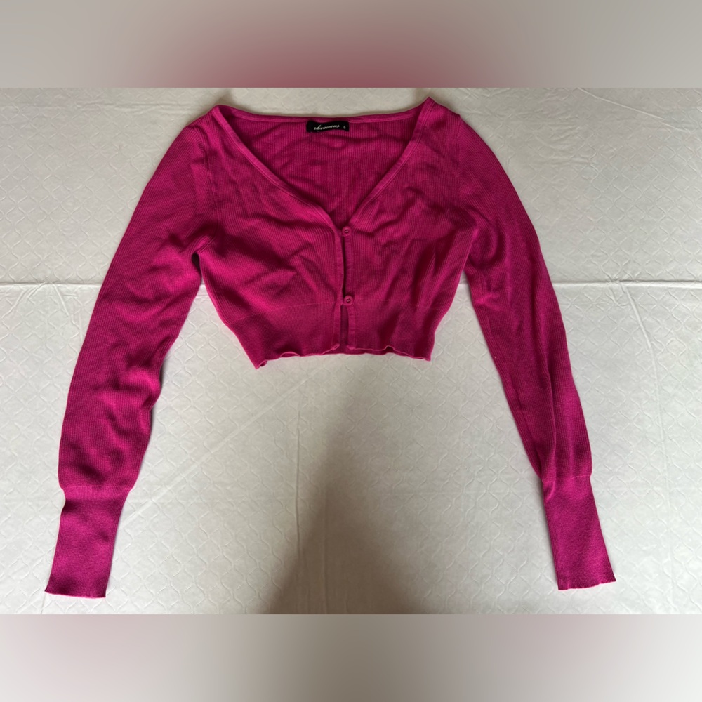 Olivaceous Hot Pink Super Cute Cropped Sweater